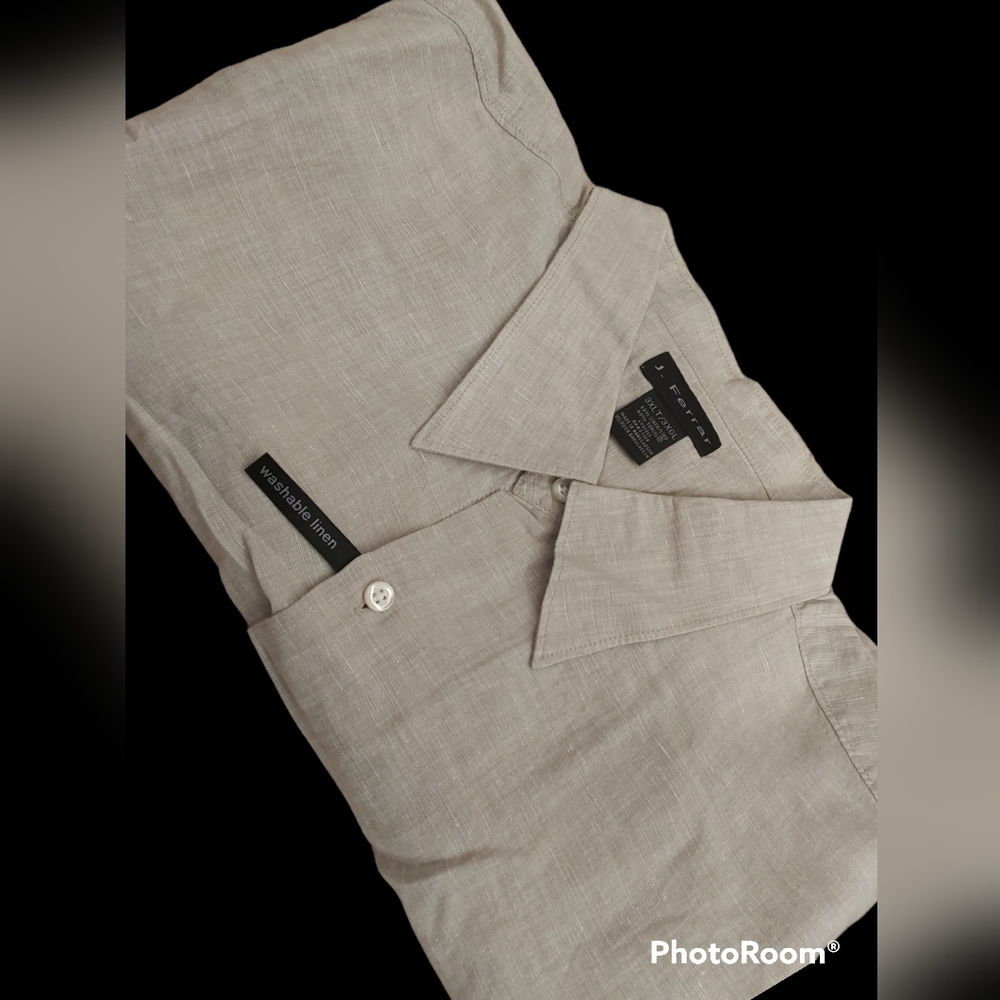 J. Farrar washable linen big-tall shirt men 3XLT